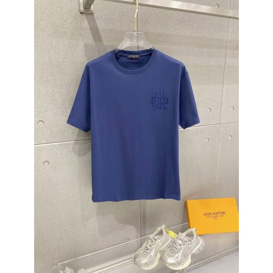Louis Vuitton pure cotton latest fabric (highest version) with logo pattern, fashionable and simple trendy short-sleeved shirt